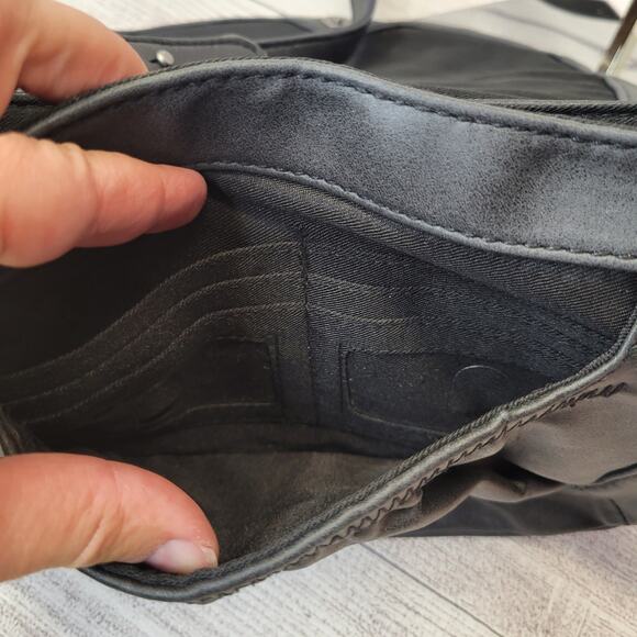 Coldwater Creek Gray Studded Vegan Leather Organizing Shoulder Bag - Picture 9 of 15